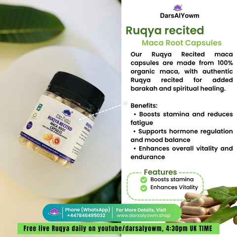Ruqya Recited Organic Maca Root Capsules-(120 Capsules- 2 MONTHS' SUPPLY)